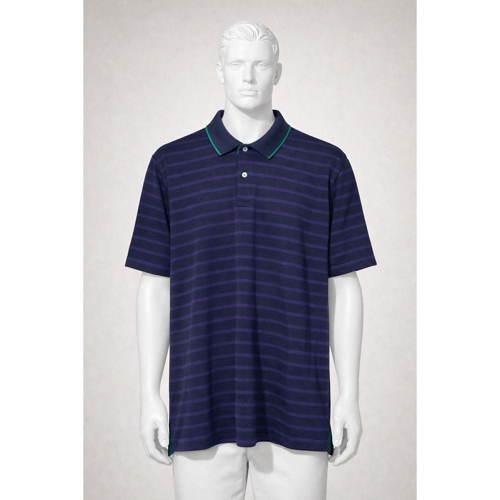 RLX Ralph Lauren Mens Polo Shirt XXL Navy Purple Striped Golf Performance Sport
